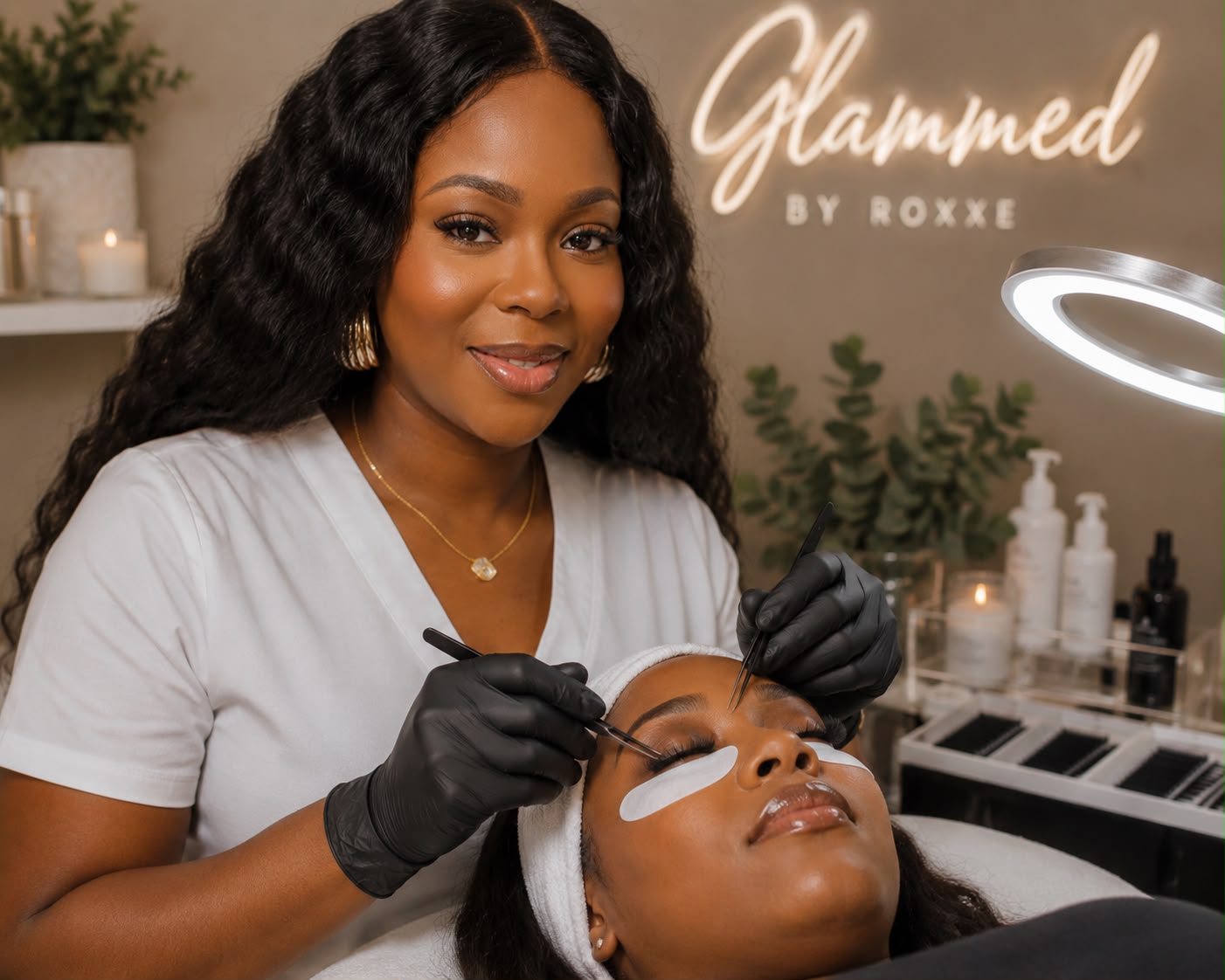 Roxxe providing a luxury facial treatment